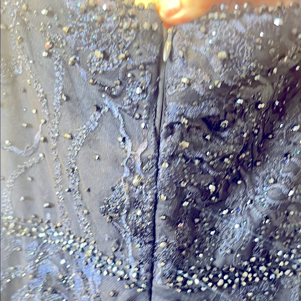 Rina diMontella Midnight Blue Beaded Gown - Picture 4 of 6